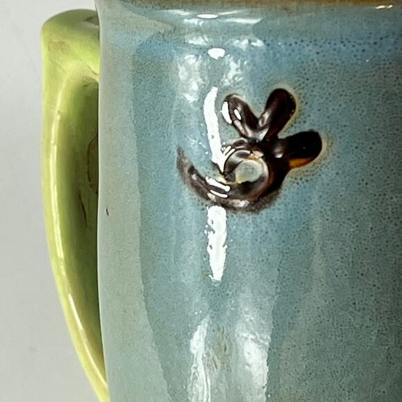 Gibson Owl Coffee Mug Hand Painted Blue Green Bird Stoneware Glaze Character Tea - Picture 9 of 16